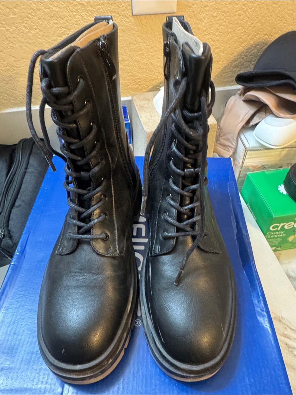 Black Lace-Up Combat Boots
